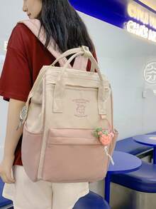 Dedoo Mochila para mujer, mochila de mano de dos tonos, tela de nailon impermeable, gran capacidad de almacenamiento ligero, escuela regreso a la escuela uso diario todas las estaciones - Rosa - Ver 4