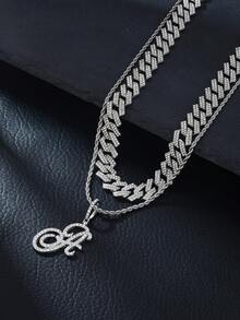 Fashion Minimalist Cursive Initial Pendant A-Z Necklace Layered Chain Twisted Chain Punk Rock Rapper Hip Hop Chain, Birthday Gift For Friends And Besties, Party Gift - Hip Hop Letter Necklace - View 28