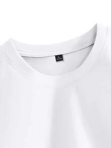 Camiseta de Hombre 100% Algodón, Corte Holgado, Cuello Redondo, Manga Corta para Verano - Blanco - Ver 5