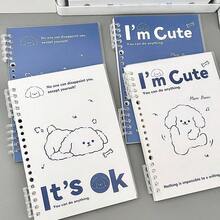 1PC Happy Puppy Loose Leaf Notebook - Random Style - Detachable Diary Notebook INS Style High Aesthetic Notebook - Minimalist High School Student Notepad School Supplies - A - View 5