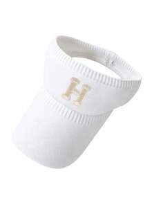 Women's Knit Wide Brim UV Protection Sun Visor Hat – Lightweight Foldable Ponytail Cap With Custom Letter,Breathable Sweat-Absorbent For Beach Outdoor - White - View 30