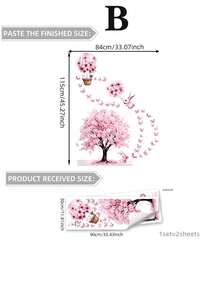 1 pieza Pegatina de pared con conejo rosa de dibujos animados, árbol grande y mariposa, decoración de habitación, calcomanía de pared autoadhesiva, pegatina de pared autoadhesiva semimate removible, adecuada para sala de estar, dormitorio, habitación, decoración del hogar, pegatina de pared, pegatina de vinilo, decoración de primavera, añade vitalidad a tu hogar, pegatina decorativa Rama, regalo de cumpleaños y graduación - Varios estilos - Ver 8
