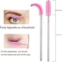 150/50 piezas Cepillos desechables para pestañas, cerdas de nailon tamaño S, aplicador de extensión de cejas sin aroma, mango de plástico ABS, adecuado para piel normal, juego de cepillos rosa y negro, cepillo para cejas y sombras de ojos, decoración de bodas, accesorios de baño - A - Ver 5