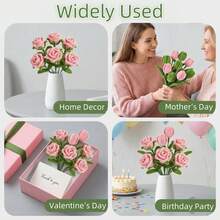 163Pcs DIY Pipe Cleaner Flower Kit Great Gift For Valentine's Day, Mother's Day & Graduation High Flexibility, Shape Stably Without Rebound All-Inclusive Craft Supplies, Ready To Craft 150 Two-Tone Chenille Stems + Floral Wires + Floral Tape - 163pcs - View 3