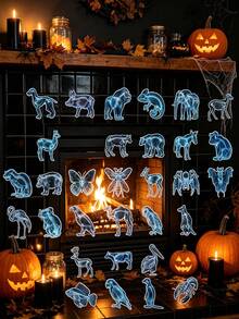 56pcs/Set Halloween Aesthetic Sticker Art, Suitable For Phone Case, Notebook, Laptop, Water Bottle, Scrapbook Diary, Etc. Unique Decorative Sticker Pack. - A - View 1