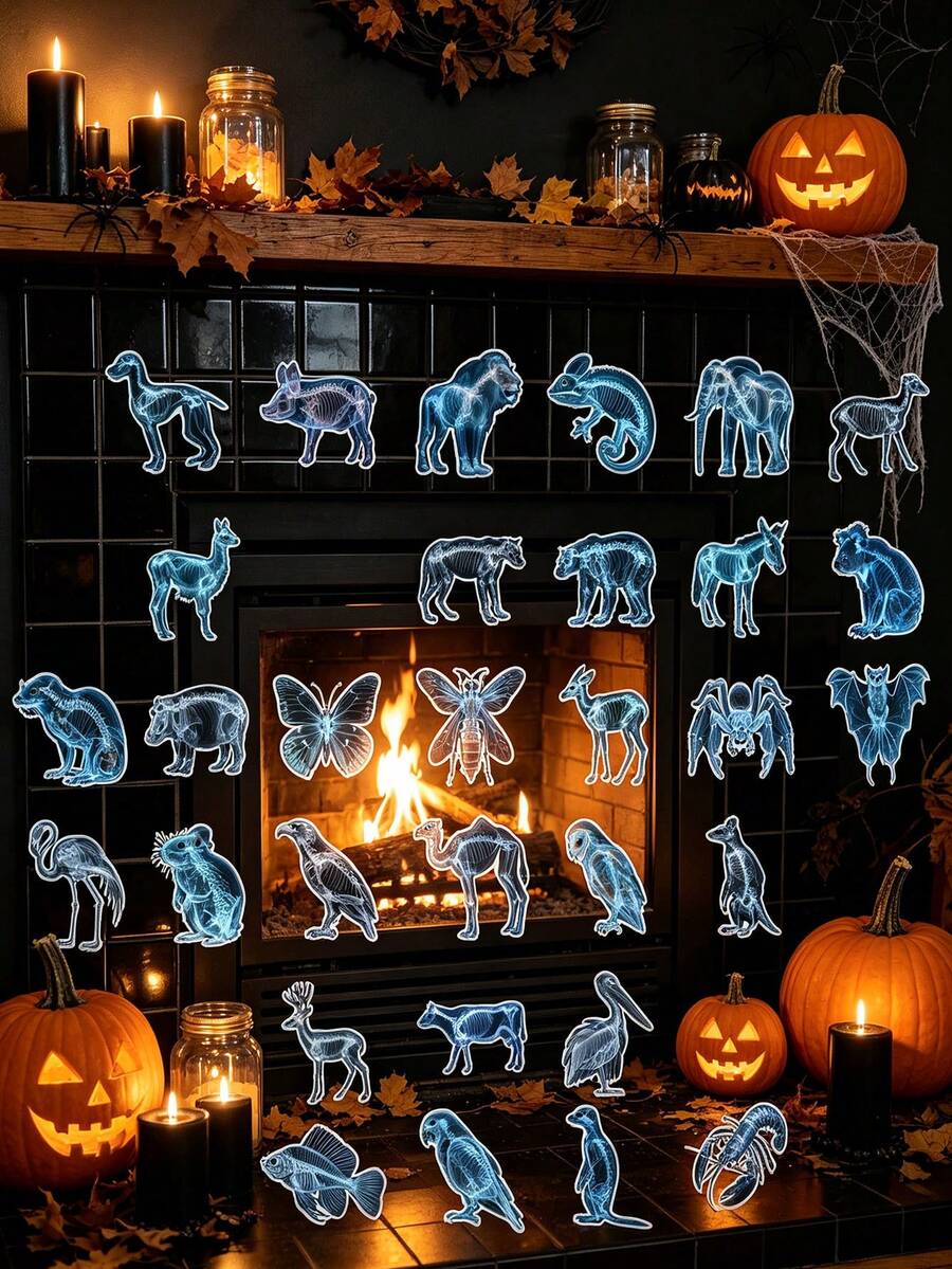 56pcs/Set Halloween Aesthetic Sticker Art, Suitable For Phone Case, Notebook, Laptop, Water Bottle, Scrapbook Diary, Etc. Unique Decorative Sticker Pack. - A - View 1