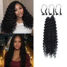 18 Inch 100pcs Women's Feather Crochet Braids Hair Extensions Magic Seamless Invisible Curly Deep Wave Crochet Braids - Multicolor - View 1