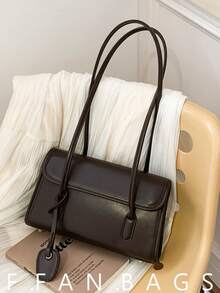 Niche Design 2026 Tas Bahu/Tas Selempang Viral Musim Semi Baru untuk Wanita, Tas Tangan INS Serbaguna, Bahan PU - Kopi - View 1