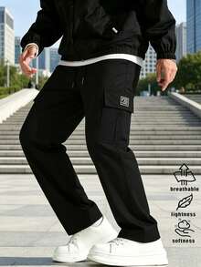 Men's Casual Sports Long Pants, Cargo Outdoor Street Style, Thin Black For Spring And Autumn - Black - View 10