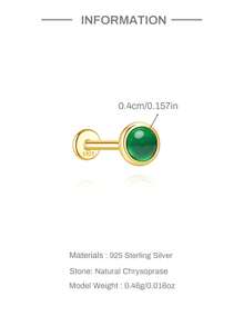 1pc Natural Moonstone 2/3/4mm 925 Sterling Silver Ear Studs, Women's Cartilage Ear Piercing Jewelry, Flat Back Minimalist Design, Suitable For Daily Wear, Exquisite Jewelry - Gold - View 13