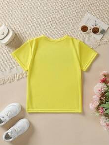 Girls' Short-Sleeved T-Shirt, Summer Style, With "Football Girl" Inscription, Rugby , Bow Print, Versatile Casual Top NY-DX9381 - Hijau Tentara - View 2