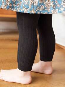 1/4 Pack Baby Girl All-Match Ribbed Solid Color Tight Leggings, Spring/Autumn/All-Season Versatile Tights For Daily Wear - Multicolor - View 21