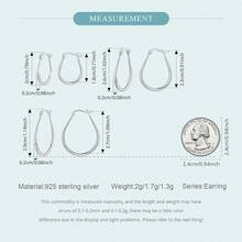 Bamoer S925 Sterling Silver Teardrop Oval Earrings, Minimalist European Style Women's Jewelry - Silver - View 9