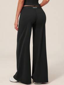 TimeOff Women's 1pc Solid Color Draped Wide Leg Pants - Black - View 10