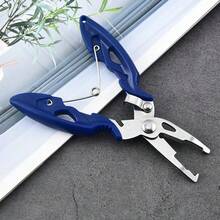 1pc Stainless Steel Lure Pliers, Portable Curved Nose Fishing Pliers For Outdoor Angling, Multi-Function Fish Control Pliers With Dyneema Line Cutter - Multicolor - View 3