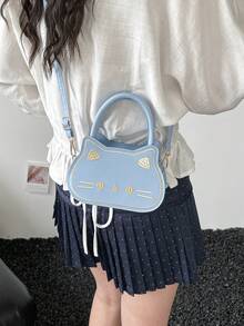 Cute Cat Shoulder Bag, Small Exquisite Fashion Versatile Bag, High-End Crossbody Bag For Girls - Blue - View 11