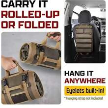 [Heavy Duty Tool Bag] 1pc Heavy Duty Waterproof Tool Organizer Bag With Portable Roll-Up Design, Multiple Compartments, Adjustable Shoulder Strap, Durable Green Fabric, Zipper Closure, Perfect For Organizing Hand Tools And Small Items, Electrician Tool Bag - Coffee Green - View 4