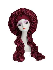 Bow Decor Long Pleated Tail Satin Sleep Cap, Adjustable Button Silk Hair Bonnet, Suitable For Curly And Braided Hair, Anti-Frizz Hair Protection Sleep Cap - Multicolor - View 12