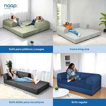 Sofá Cama Teddy Smooth |   Diseño Convertible |   Hecho 100% de Espuma |   Comodidad y Versatilidad |   200x100x65 cm (Azul Marino) - Gris pardo - Ver 8
