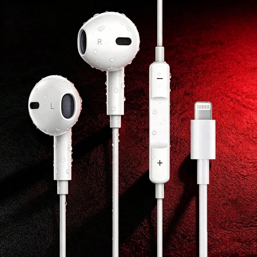 Wired In-Ear Headphones Compatible With IPhone/ Lightning, Wired Headphones With Lightning Interface, Built-In Remote Control For Music, Phone Calls And Volume Control, Compatible With IPhone 14/13/12/11/XS/X/8/7/SE/Pro/Pro Max