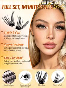 Conjunto de Extensão de Cílios Falsos Feito à Mão com 640 Aglomerados, Grande Capacidade Reutilizável D Curl 8-16mm, Adequado para Iniciantes DIY em Casa, Conjunto de Extensão de Cabelo D Curl Divertido e Extensão de Cílios com Aglomerado Único, Presente Perfeito para Amigos e Família - D - Visão 4