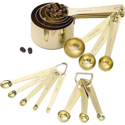 6-Piece Gold 18/8 Stainless Steel Measuring Spoons Set â 1/8 Tsp, 1/4 Tsp, 1/…