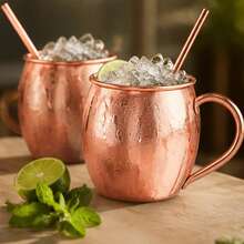 1/2/4pcs Pure Copper Cup And Straw Set, Mug, Summer Iced Water Cup, Gold-Plated Hammered Texture Water Cup, Suitable For Coffee, Tea, Milk, Juice, Easy To Clean And Store, Perfect Home Gift, Father's Day Gift, Mug, Cup, Glass Drinking Cup, Mug, Cup - Multicolor - View 2