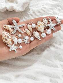 21pcs/Set Bohemian Fashion Beach Vacation Style Shell, Seashell, Faux Pearl, Starfish Mixed Alloy Accessories Set For Women - Ocean Shell Set - View 7