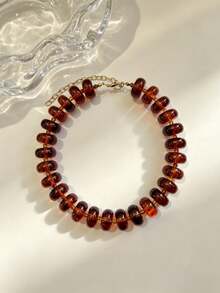 1pc Bohemian Style Red Acrylic Beaded Necklace, Multiple Colors Available, Suitable For Women's Summer Daily Wear Or Vacation - Multicolor - View 12