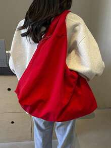 Fashionable Solid-Color Shoulder And Underarm Bag With Large Capacity, Multiple Pockets And Multiple Compartments - Red - View 11