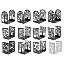 Black Metal Bookends Tree Of Life, Desktop Book Organizer, Bookshelf Book Holder, Non-Slip Book Stoppers, Office & Home Decor Rack - Multicolor - View 2