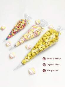 50pcs/100pcs/Pack OPP Bags, Transparent Triangle Candy Food Bags For DIY Wedding Birthday Party, Suitable For Chocolate, Cookies, Bulk DIY Candy Bags, Wedding Favors, Birthday Party Decoration, Perfect For Baking, Pastry And Snack Packaging, Gift Bags - OPP Bag - View 3