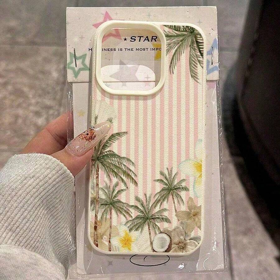 Fashion Print Cell Phone Case 20261pc, TPU Material, Summer Rose Tree Design, Compatible With IPhone 17 Pro, International Version, Not The Domestic Version - White 9 - View 1