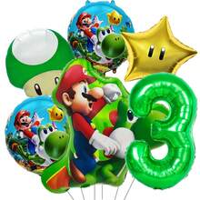 6pcs Kids Birthday Party Home Background Decoration Cartoon Super Brothers Game Aluminum Foil Balloons - Multicolor - View 4