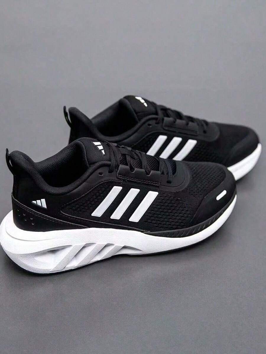 Adidas 阿迪達斯男女同款中性2025年新款休閒鞋網面舒適輕便避震運動鞋跑步鞋 - 黑色 - 查看 1