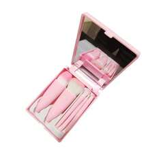 5-Piece Professional Makeup Brush Set With Mirror And Travel Storage Case; Hypoallergenic Synthetic Bristles, Suitable For Sensitive Skin; Exquisite Gift Packaging; Portable Makeup Set, Perfect For Brides, Travel And Quick Touch-Ups. - One Size Fits All - View 8