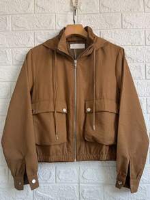 Women's Windbreaker Bomber Jacket - Caramel ZY1003 - View 1