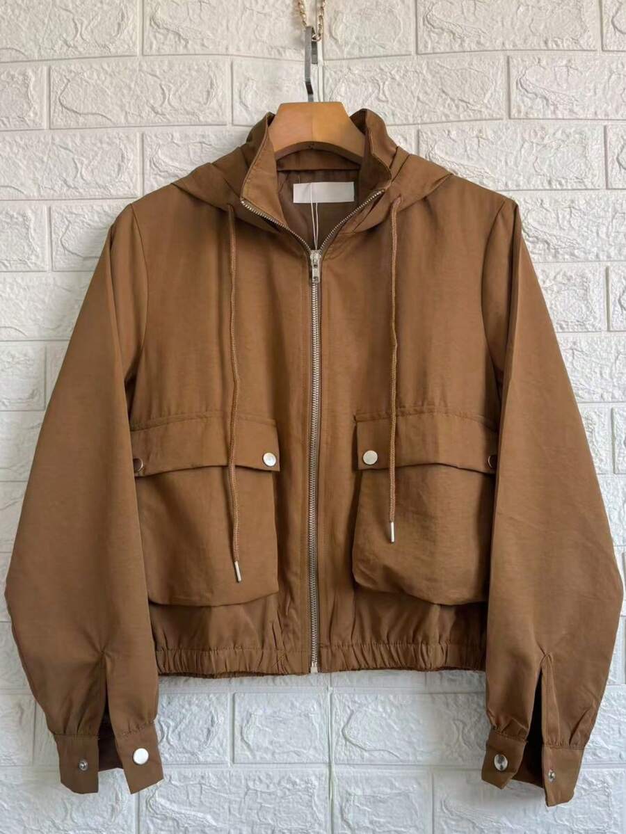 Women's Windbreaker Bomber Jacket - Caramel ZY1003 - View 1