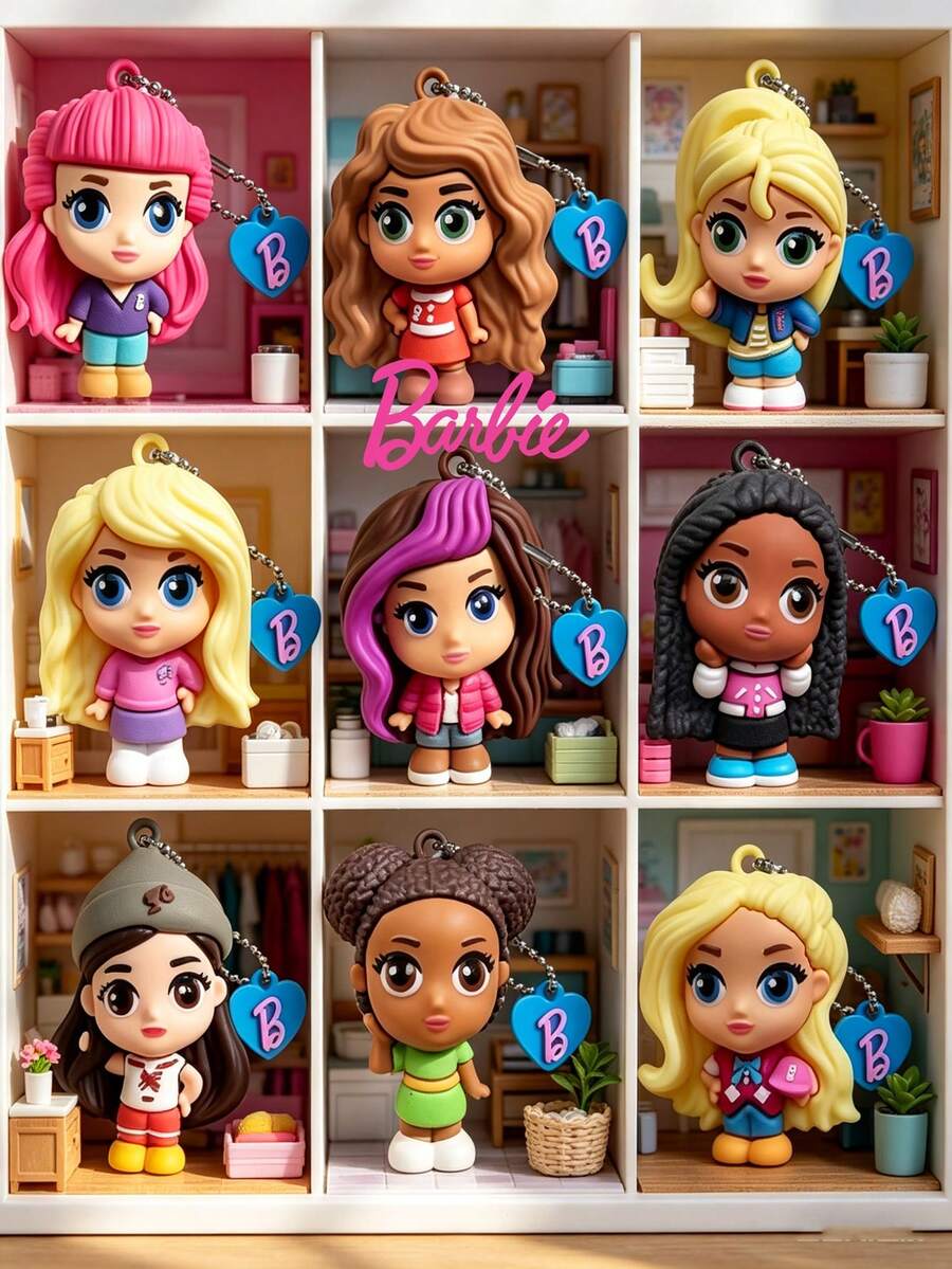Mattel Random One 官方授權 Barbie 3D 卡通盲袋鑰匙圈 Skipper Teresa Nikki Daisy 可愛包包掛飾 收藏款 生日禮物 送朋友 - MN-72625 - 查看 1