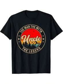 Boys' T-Shirts, White T-Shirts For Boys, Outfits For Boys And Girls, Youth Dresses For Teenagers. Men's Graphic T-Shirt "The Uncle, The Man, The Myth, The Legend", Design By - 黑色 - 查看 1