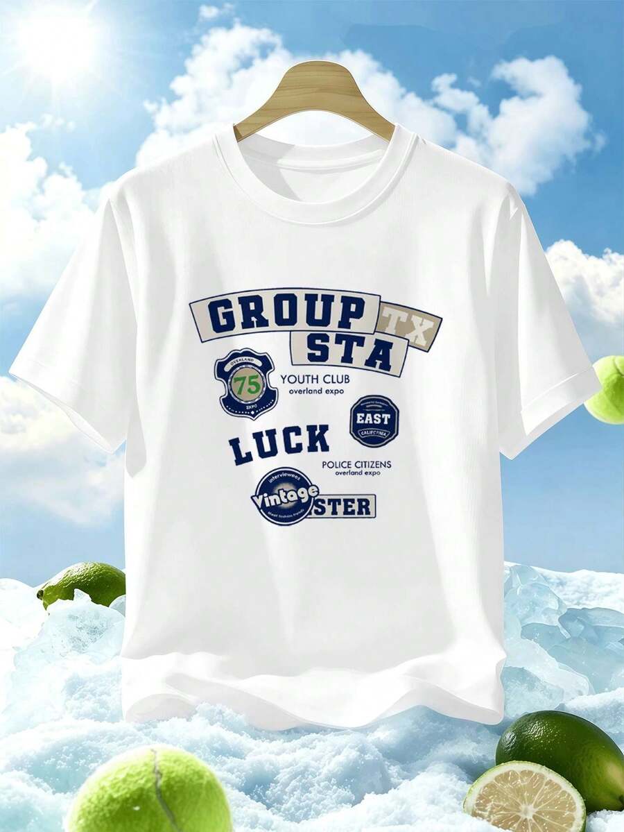 Camiseta de algodón vintage para hombre, 100% algodón, corte holgado, estilo hip-hop urbano, cómoda, estampado gráfico único. - Blanco - Ver 1