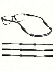 3pcs/Set Sports Glasses Lanyard, Adjustable Glasses Strap Holder, Unisex (Black) - Black - View 8