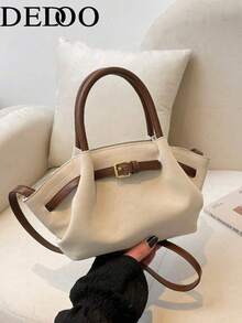 Dedoo Women's Handbag, Fashionable Drawstring Buckle Design, Simple And Elegant Retro Messenger Bag, PU Matte Autumn And Winter Beige. - Beige - View 7