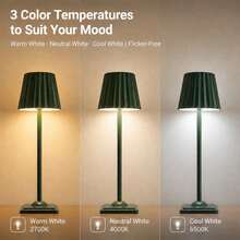 LED Smart High Brightness Desk Lamp, USB Rechargeable, Touch Control, 3-Color Light Modes, Compact Night Light, Vintage Pleated Solid Color Design, 2-In-1 Adjustable Height Lamp Base, Suitable For Bedroom, Living Room, Windowsill, Dining Room, Office, Eye-Protection Soft Light - Desk Lamp - View 3