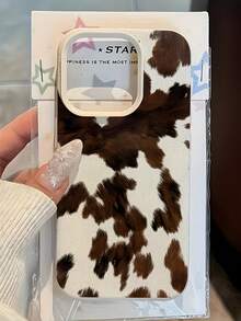 1件 白色磨砂極簡鏡頭保護毛絨牛紋圖案手機殼，個性化適用於 iPhone 16 Pro Max/17/16/15/14 Plus/13/12/11/Air 及系列 - 彩色 - 查看 2