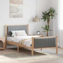 vidaXL Cadre de lit avec tête de lit Marron et gris clair 90x200 cm - Castano - Visualizzare 3