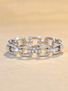 1 Stück süßer kubischer Zirkonia Ring, Damen Hochzeits-Verlobungs-Jahrestags-Schmuck Valentinstag Geschenk - Silber - Übersicht 10