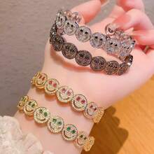 1pc Sweet Zirconia Inlaid Cartoon Multi-Color Open Bracelet For Women, All-Match Summer Accessory For Daily, Parties, Dates & Weddings - Cartoon - View 4