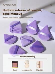2 Colors Black Purple Beauty Sponge & Triangle Velvet Powder Puff Set Dry Wet Dual Use Makeup Blending Sponge For Foundation Concealer Loose Powder Cosmetic Tools - Purple - View 2