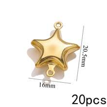 20Pcs Double Hole Link Connectors, 18K Gold Plated Stainless Steel Tarnish Resistant Heart Star Shell Moon Shape Charms For DIY Jewelry Making - Double Hanging Connector - View 11
